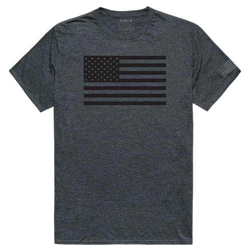 Tonal Flag Tactical Graphic Tee Shirt, Heather Charcoal - Large