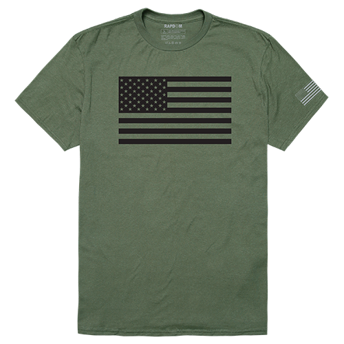 Tonal Flag Tactical Graphic Tee Shirt, Olive - Large