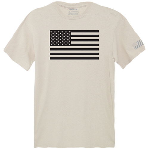 Tonal Flag Tactical Graphic Tee Shirt, Sand - Medium