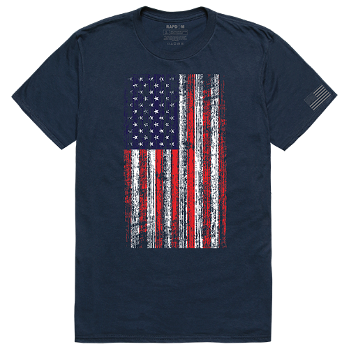 Distressed Flag Tactical Graphic Tee Shirt, Navy - Small