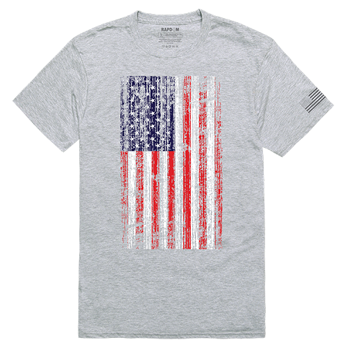 Distressed Flag Tactical Graphic Tee Shirt, Heather Gray - Extra Large