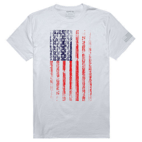 Distressed Flag Tactical Graphic Tee Shirt, White - Small