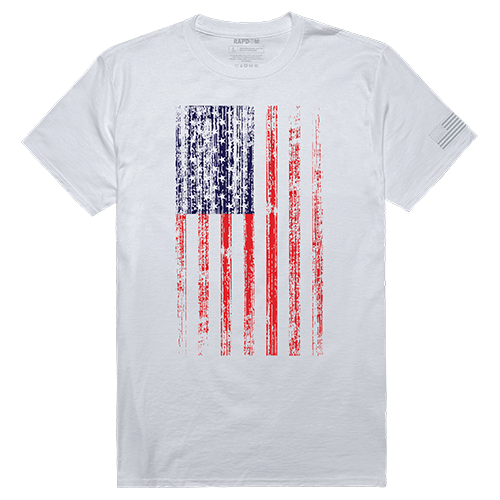 Distressed Flag Tactical Graphic Tee Shirt, White - 2XL