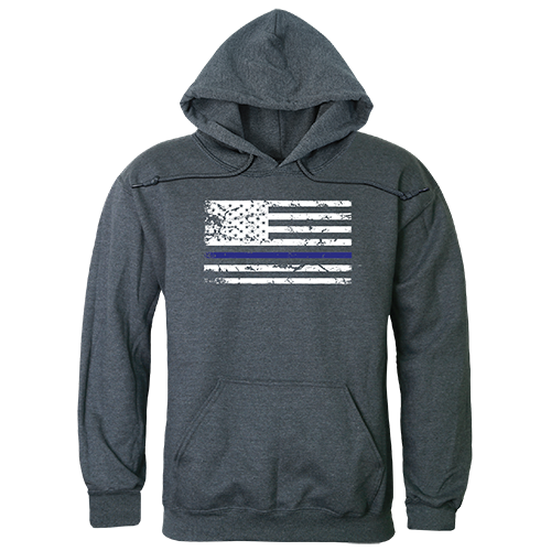 TS4-786-HCH-01 Thin Blue Line Graphic Pullover Sweatshirt, Heather Charcoal - Small