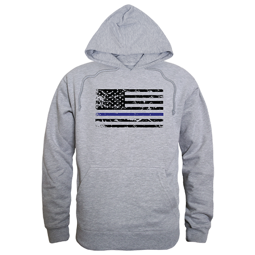 TS4-786-HGY-03 Thin Blue Line Graphic Pullover Sweatshirt, Heather Gray - Large