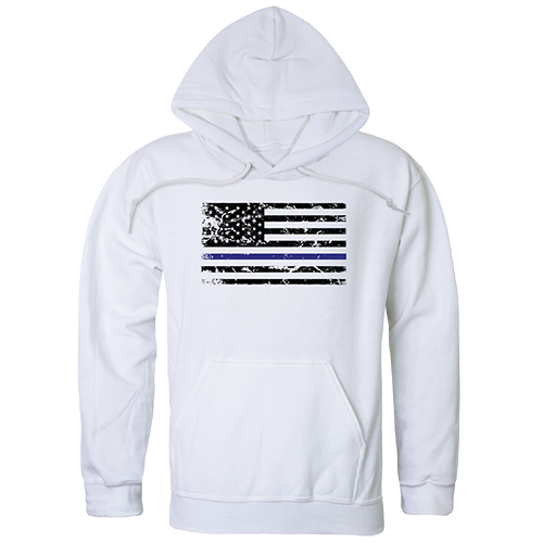 TS4-786-WHT-05 Thin Blue Line Graphic Pullover Sweatshirt, White - 2XL