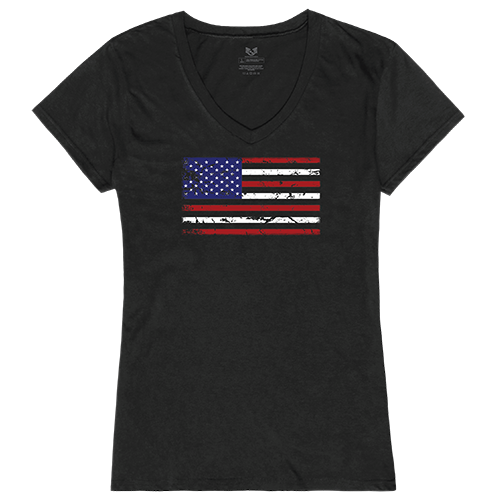 US Flag Graphic V-Neck T-Shirt, Black - 2XL