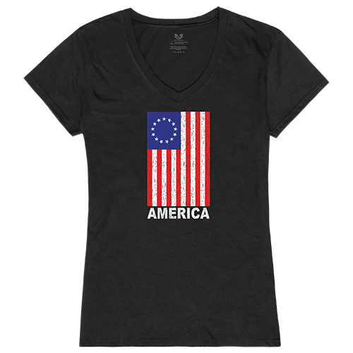 America Graphic V-Neck T-Shirt, Black - Small