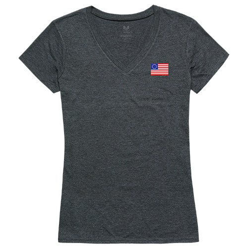Betsy Ross 1 Graphic V-Neck T-Shirt, Heather Charcoal - Large