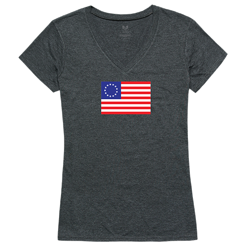 Betsy Ross 2 Graphic V-Neck T-Shirt, Heather Charcoal - Large