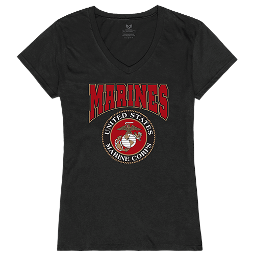 Marines Graphic V-Neck T-Shirt, Black - Large