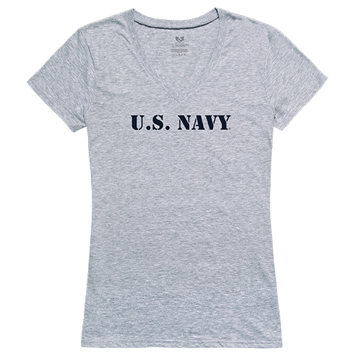 US Navy 2 Graphic V-Neck T-Shirt, Heather Gray - Large