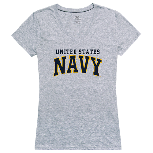 US Navy 3 Graphic V-Neck T-Shirt, Heather Gray - Small