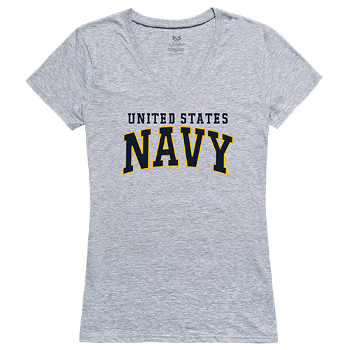 US Navy 3 Graphic V-Neck T-Shirt, Heather Gray - Medium