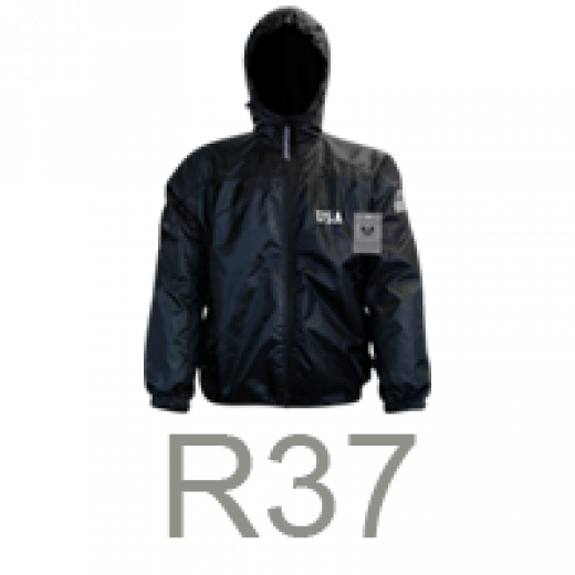 Police with F Solid Wind Breaker Jacket, Black - Large