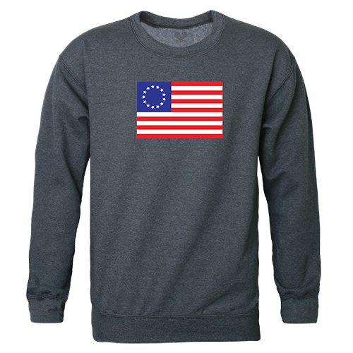 Betsy Ross 2 Graphic Crewneck Sweatshirt, Heather Charcoal - Small