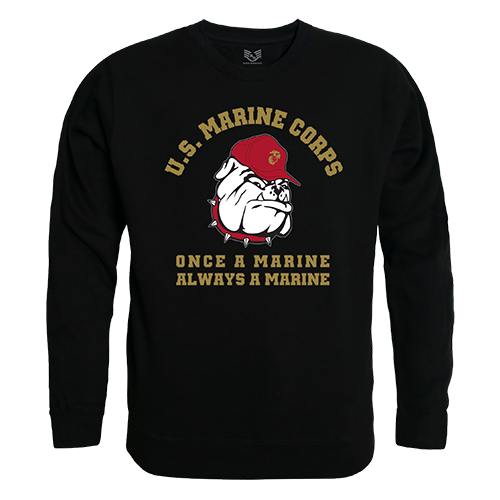 USMC Dog Graphic Crewneck Sweatshirt, Black - Small