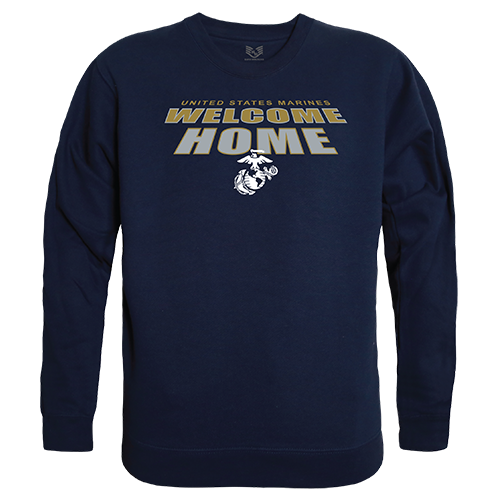 USMC Welcome Graphic Crewneck Sweatshirt, Navy - Small