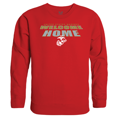 USMC Welcome Graphic Crewneck Sweatshirt, Red - Medium