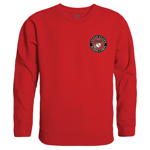 USMC Emblem Graphic Crewneck Sweatshirt, Red - Medium