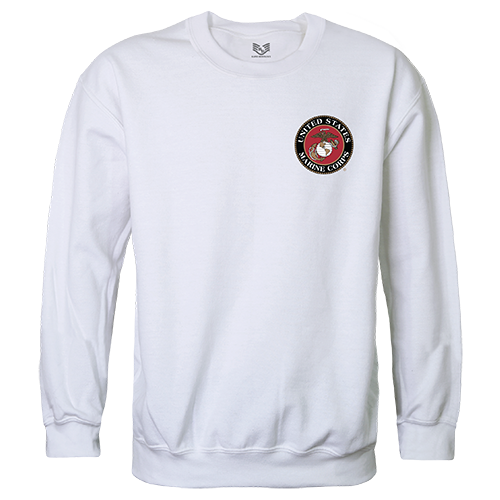 USMC Emblem Graphic Crewneck Sweatshirt, White - Extra Large
