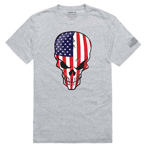 Skull Flag Tactical Graphic Tee Shirt, Heather Gray - Extra Large