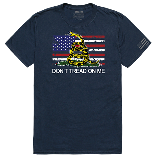 Flag with Gadsden Tactical Graphic Tee Shirt, Navy - Medium