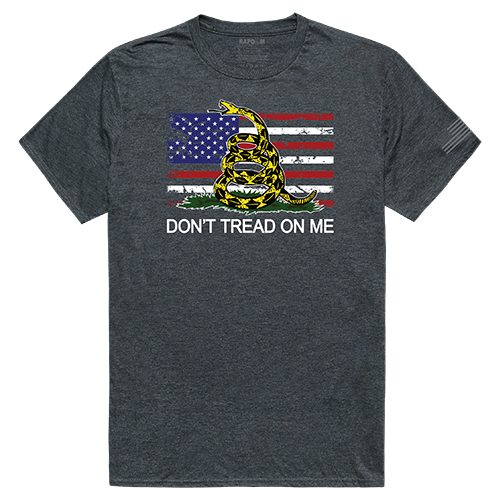 Flag with Gadsden Tactical Graphic Tee Shirt, Heather Charcoal - Medium