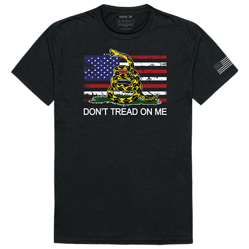 Flag with Gadsden Tactical Graphic Tee Shirt, Black - Small
