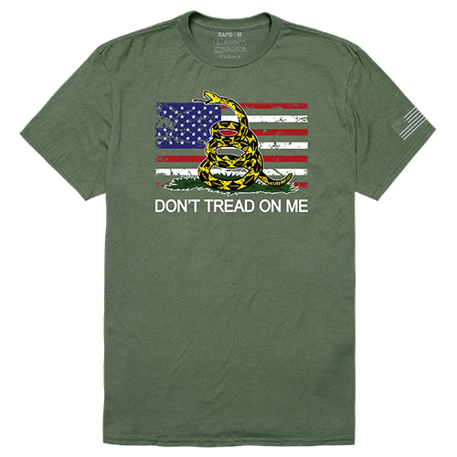 Flag with Gadsden Tactical Graphic Tee Shirt, Olive - Medium