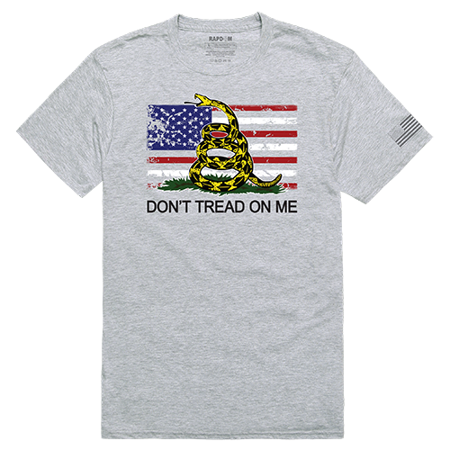 Flag with Gadsden Tactical Graphic Tee Shirt, Heather Gray - Small