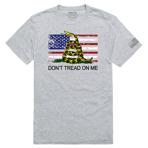 Flag with Gadsden Tactical Graphic Tee Shirt, Heather Gray - 2XL