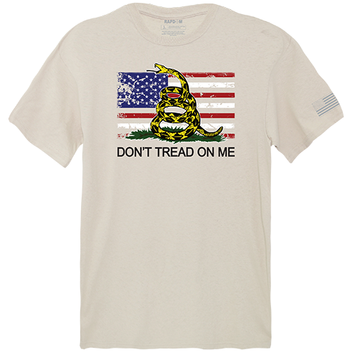 Flag with Gadsden Tactical Graphic Tee Shirt, Sand - Small
