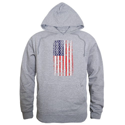 TS4-800-HGY-03 Distressed Flag Graphic Pullover Sweatshirt, Heather Gray - Large
