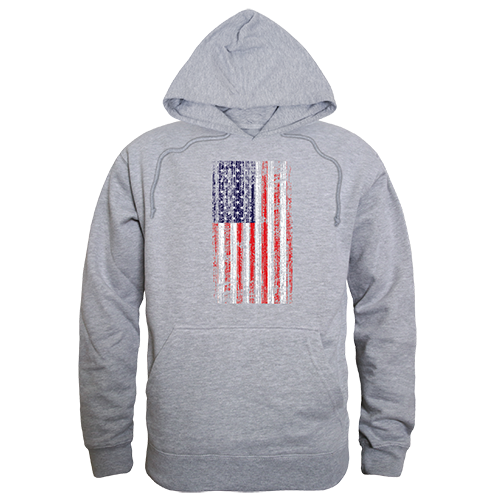 TS4-800-HGY-04 Distressed Flag Graphic Pullover Sweatshirt, Heather Gray - Extra Large