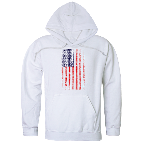 TS4-800-WHT-01 Distressed Flag Graphic Pullover Sweatshirt, White - Small