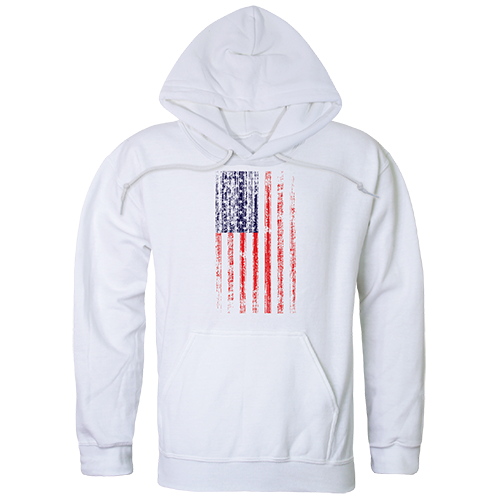 Distressed Flag Graphic Pullover Sweatshirt, White - Medium