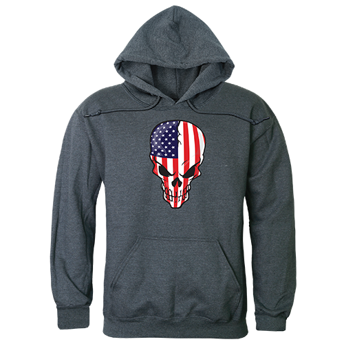 TS4-801-HCH-04 Skull Flag Graphic Pullover Sweatshirt, Heather Charcoal - Extra Large