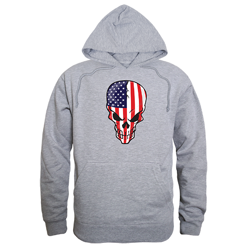 TS4-801-HGY-02 Skull Flag Graphic Pullover Sweatshirt, Heather Gray - Medium