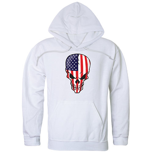 Skull Flag Graphic Pullover Sweatshirt, White - Small