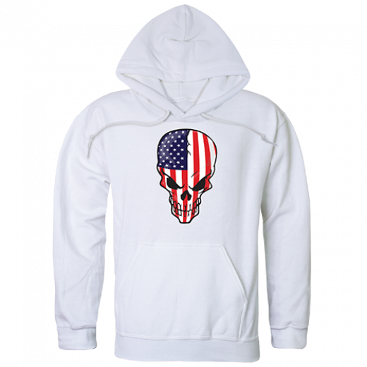 TS4-801-WHT-04 Skull Flag Graphic Pullover Sweatshirt, White - Extra Large