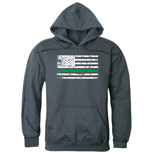 TS4-804-HCH-02 TGL Flag Graphic Pullover Sweatshirt, Heather Charcoal - Medium