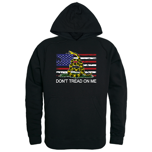 Flag with Gadsden Graphic Pullover Sweatshirt, Black - 2XL