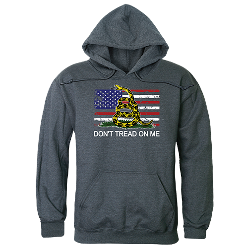 Flag with Gadsden Graphic Pullover Sweatshirt, Heather Charcoal - Large