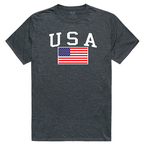 RS2-789-HCH-02 USA & Flag Relaxed Graphic Tee Shirt, Heather Charcoal - Medium