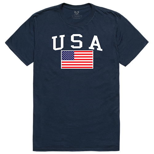 RS2-789-NVY-02 USA & Flag Relaxed Graphic Tee Shirt, Navy - Medium