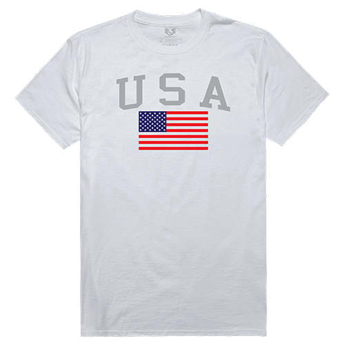 RS2-789-WHT-02 USA & Flag Relaxed Graphic Tee Shirt, White - Medium