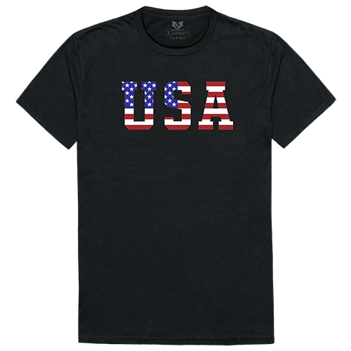 RS2-811-BLK-02 Flag Text 2 Relaxed Graphic Tee Shirt, Black - Medium