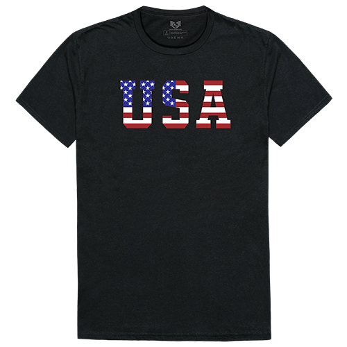 RS2-811-BLK-03 Flag Text 2 Relaxed Graphic Tee Shirt, Black - Large