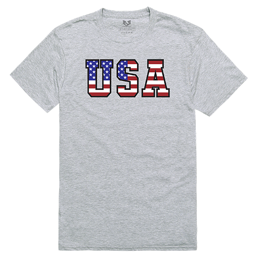 RS2-811-HGY-03 Flag Text 2 Relaxed Graphic Tee Shirt, Heather Gray - Large